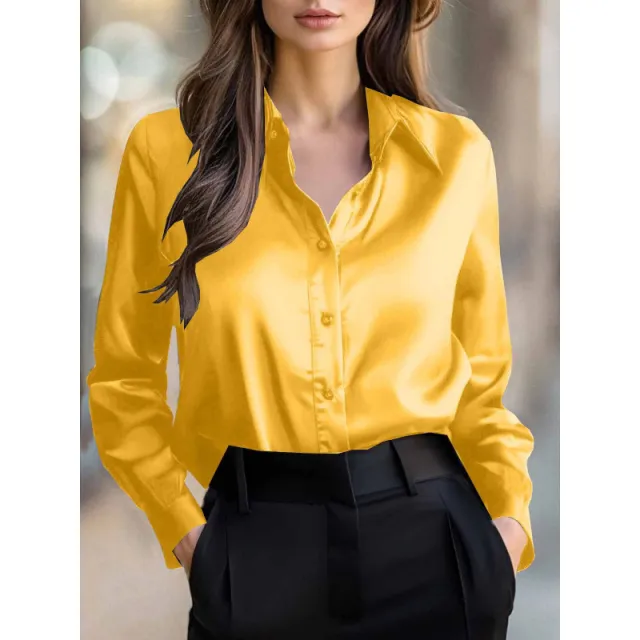 Elegant Long sleeve Womens Blouse With A Refined Yellow - Shop at LoveMi