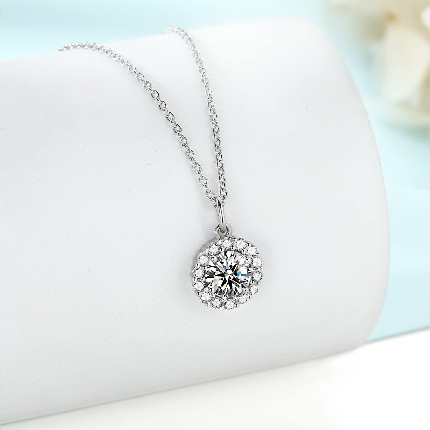 925 Sterling Silver D-color Diamond Necklace