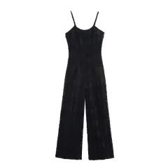 Elegant Distressed Casual Cut Flower Fashion Suspenders Jumpsuit - View 1