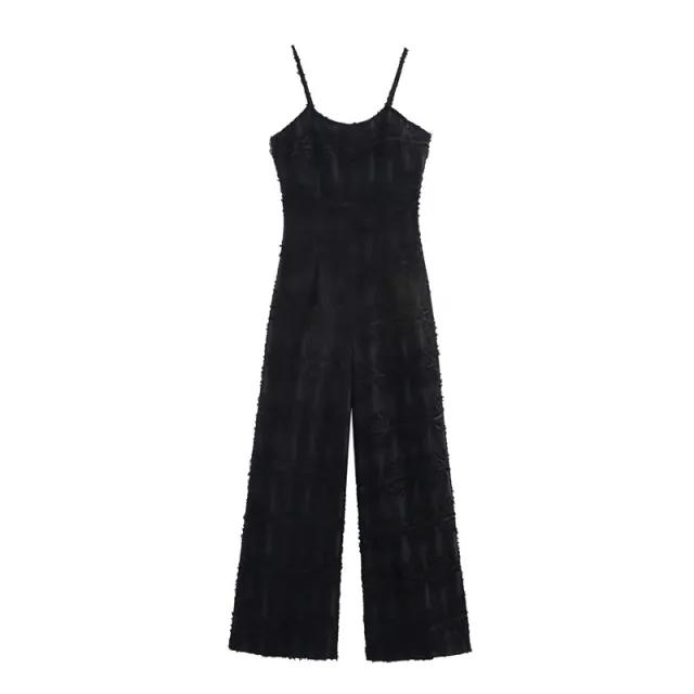 Elegant Distressed Casual Cut Flower Fashion Suspenders Jumpsuit - Shop at LoveMi