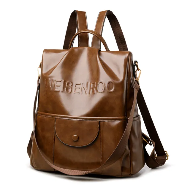 New Stylish Preppy style Versatile Casual Womens Backpack Brown - Shop at LoveMi