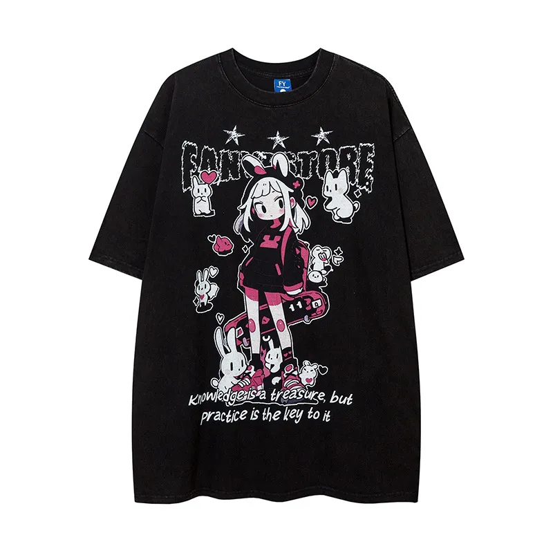 Anime Girl Print Short Sleeve Men And Women