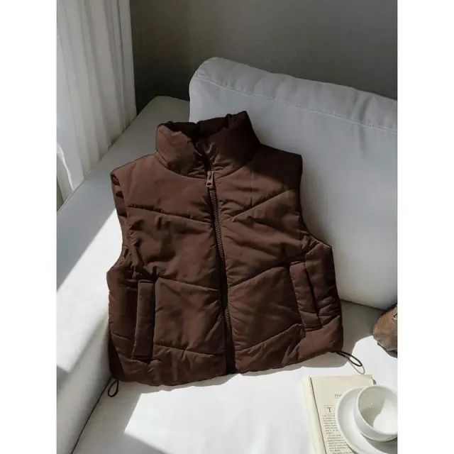 Double sided Zipper Button Corduroy Drawstring Jacket Brown - Shop at LoveMi