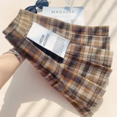 Plaid Pleated Skirt For Women, Autumn And Winter A-line - Brown - View 1