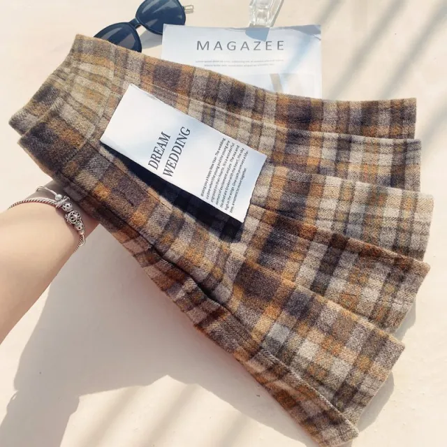 Plaid Pleated Skirt For Women, Autumn And Winter A line Brown - Shop at LoveMi