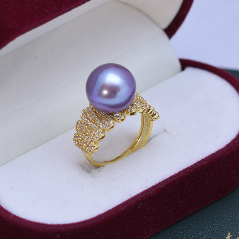 S925 Gold Purple Pearl