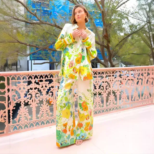 Women's Fashion Print Holiday Casual Top Pants Suit Color - Shop at LoveMi