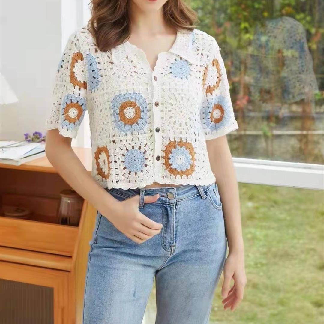 Knitted Top Slimming Retro Hollow Out