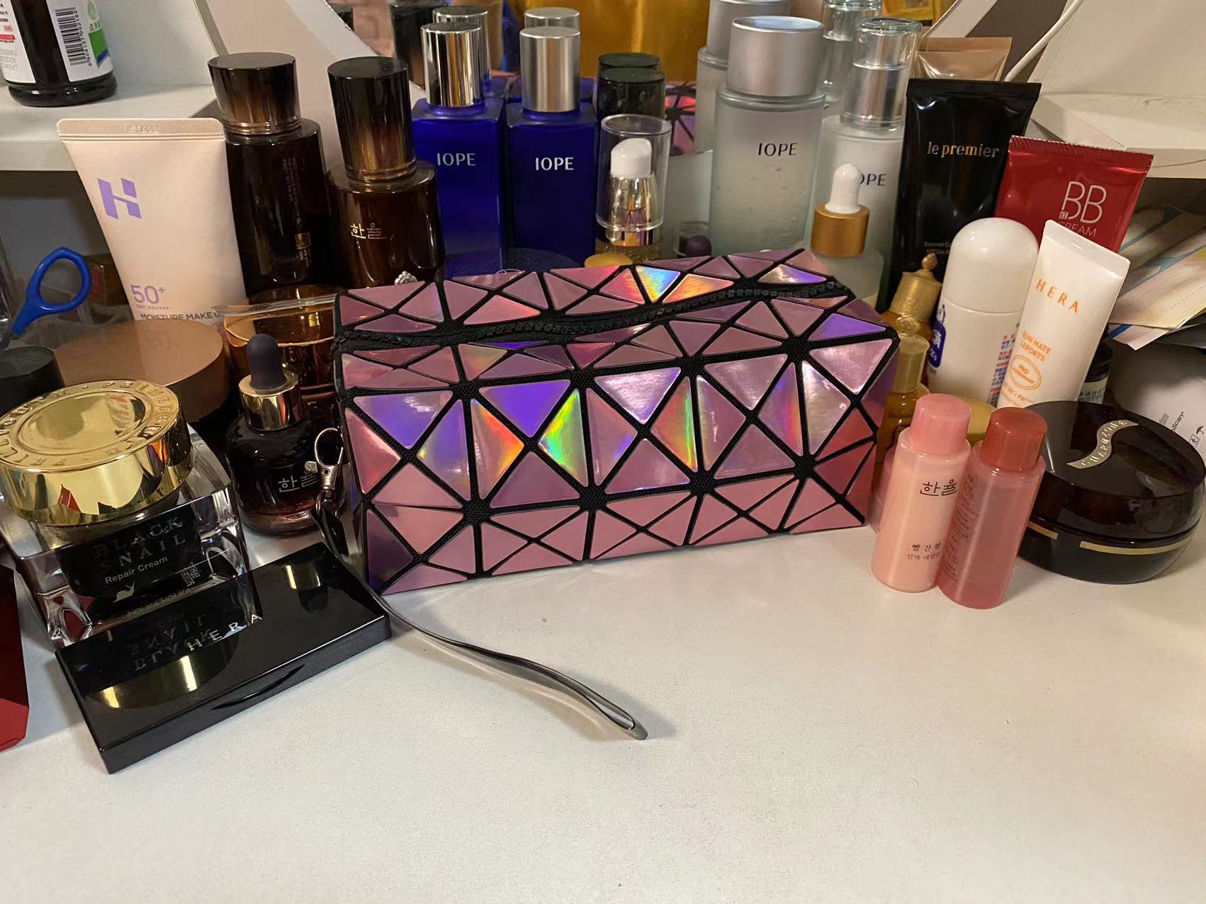 Laser Geometry Cosmetic Bag Purple - Shop at LoveMi