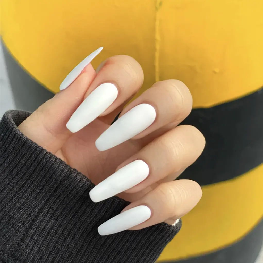White Long T Grinding Fake Nail Tip