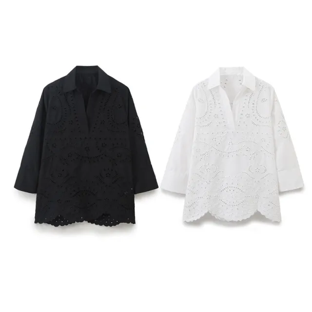 Women's Temperament Simple Casual All match V neck Shirt Black - Shop at LoveMi