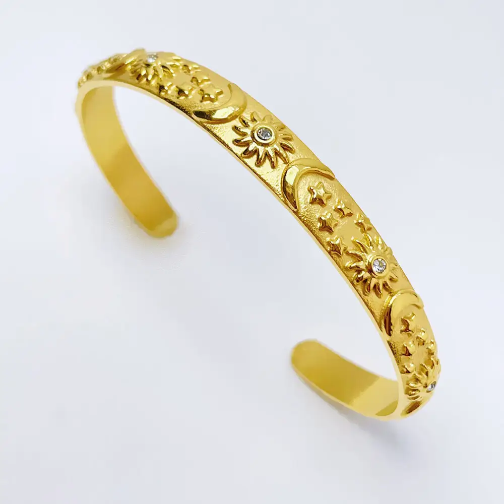 Embossed Sun Moon Bracelet Personality Titanium Steel Ring