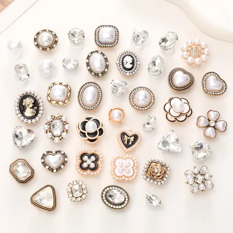 Jeans Button Hole Shoes Diy Accessories Bright Crystal Classic