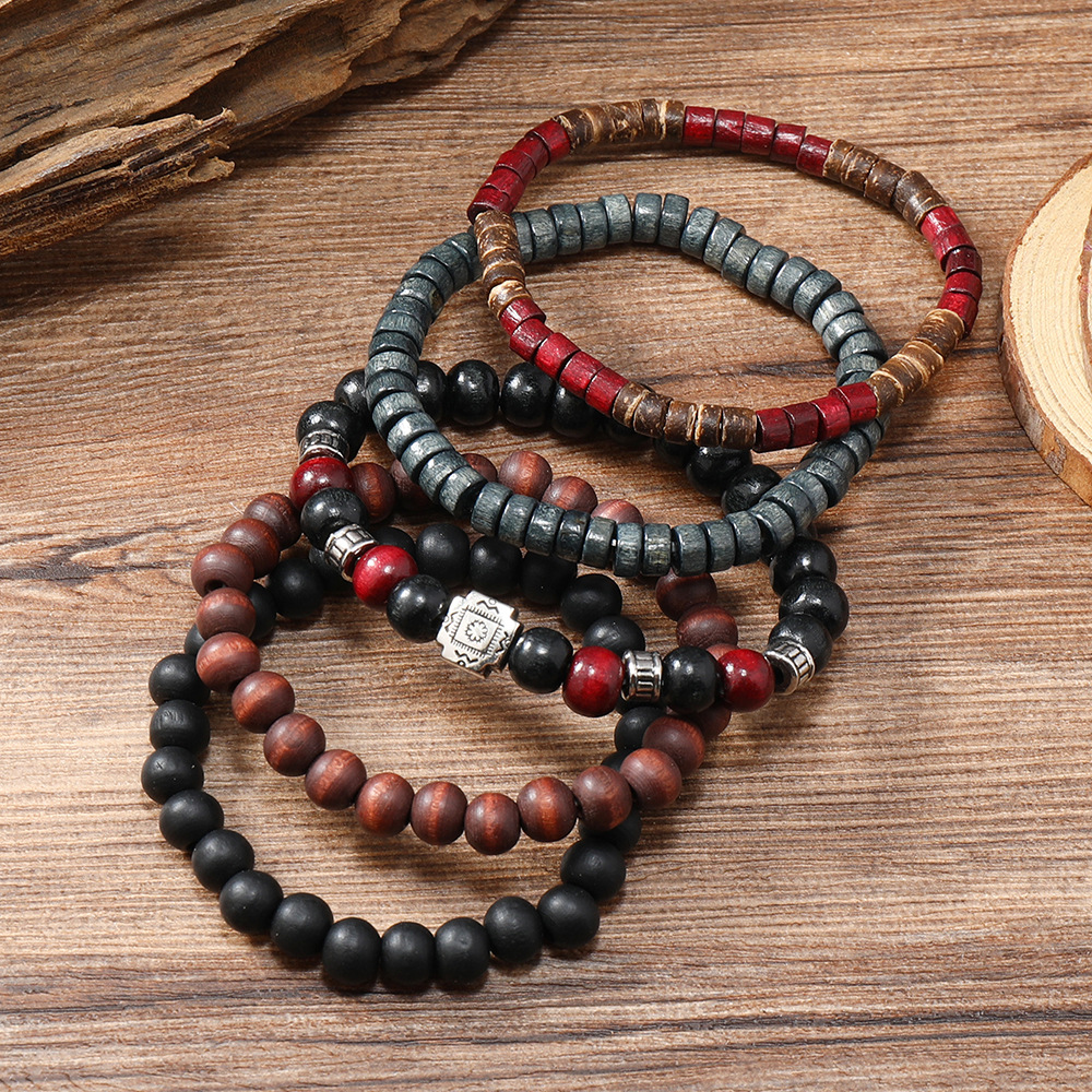 Multi-layer Filament Wooden Bead Coconut Shell Bracelet