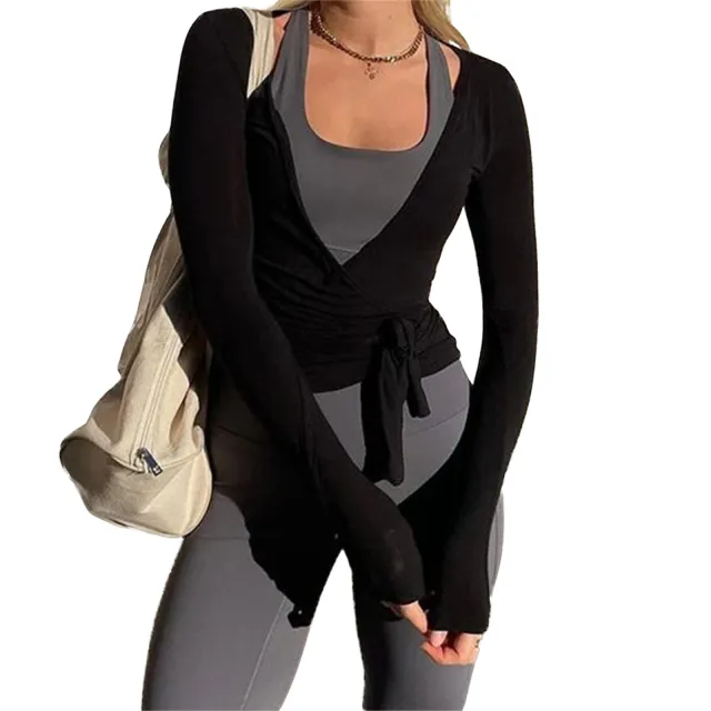 Women's Long sleeved Sports Top Fashion Knitwear Black - Shop at LoveMi