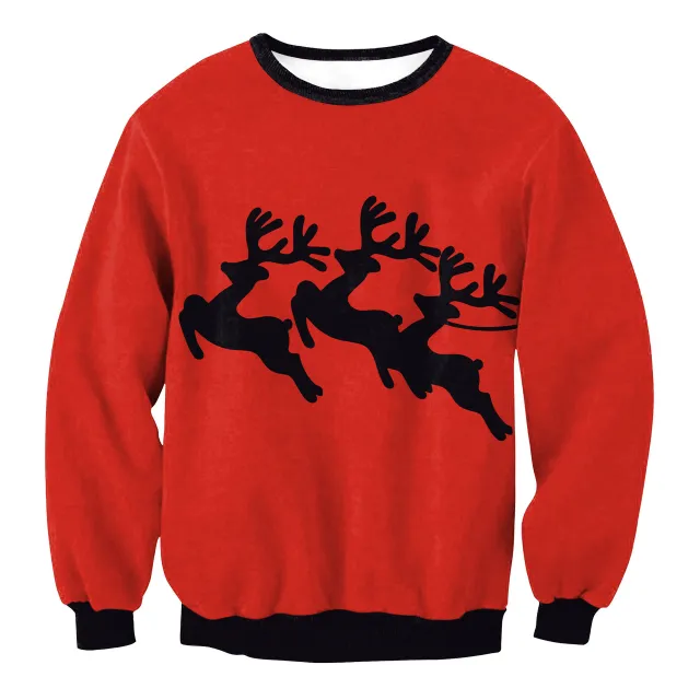 Women's Christmas Clothing Christmas Elk Digital Printed Round Neck Sweater Swys131 M - Shop at LoveMi
