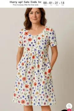 Round Neck Collar T-shirt Short Sleeve Stitching Pocket Skirt - 01Color-3Xl - View 1