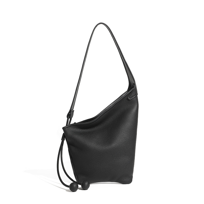 Genuine Leather Dumpling Bag, Asymmetric Crossbody Bag