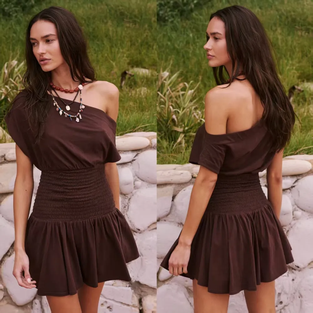 Spring And Summer New Elegant Solid Color Waist Tight Slim Fit Dress