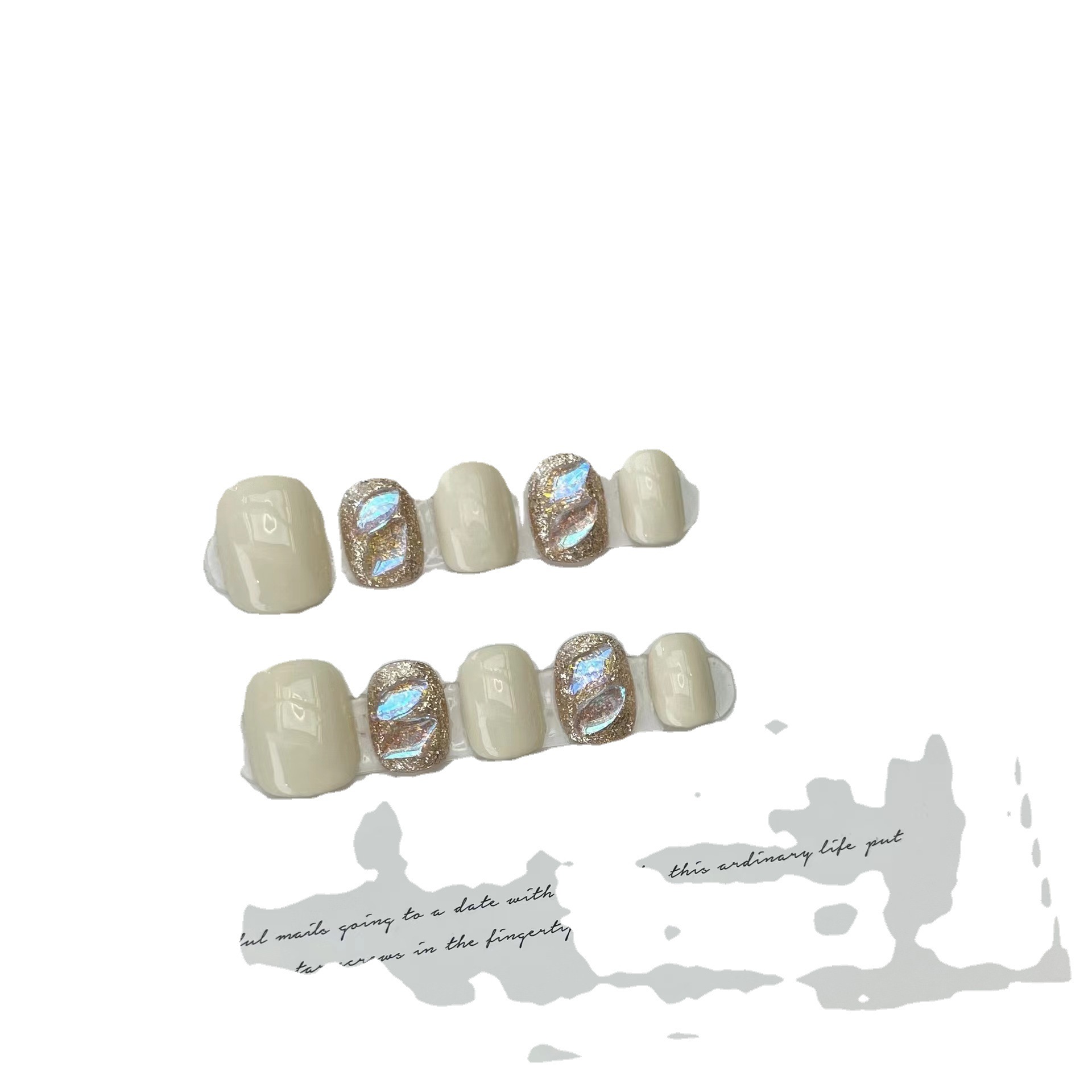Wear Finished Nail Beauty Pure White Aurora Gem Flash Diamond Handmade