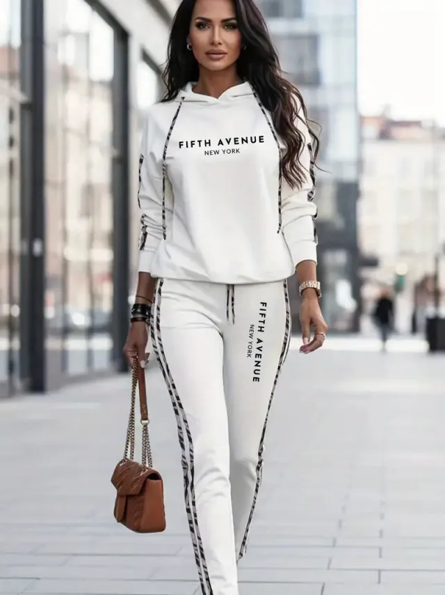 Women's Autumn And Winter Sweatsuit Casual Fashion Sporty White - Shop at LoveMi