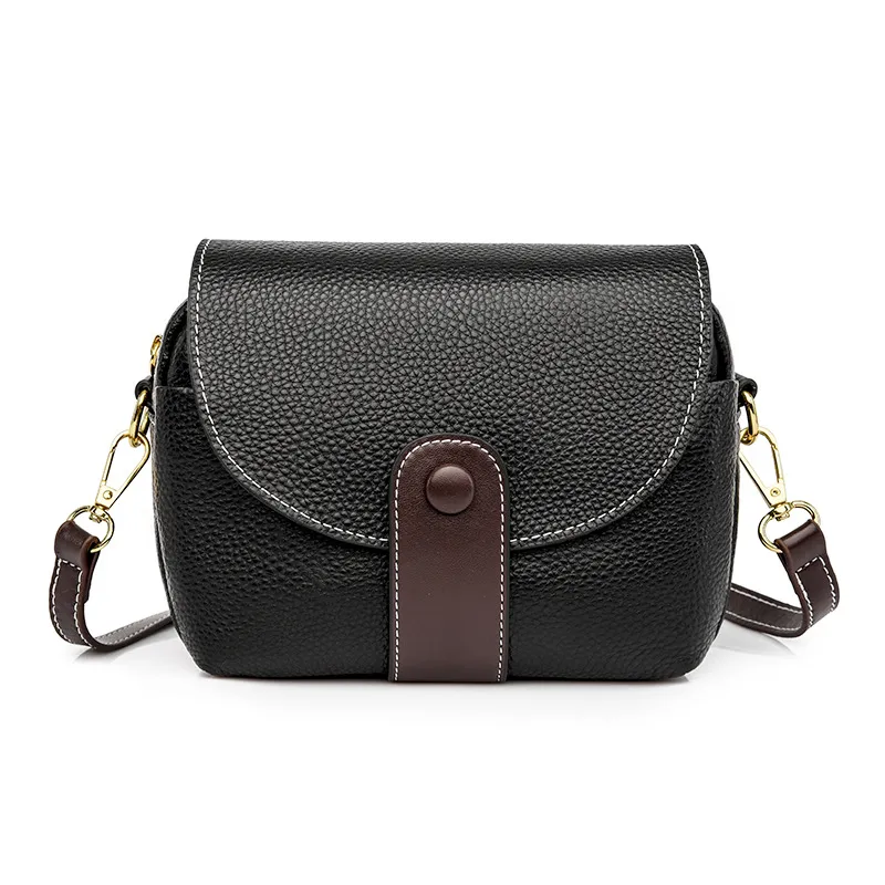 Shoulder Top Layer Cowhide Women's Cross-body Bag - Black