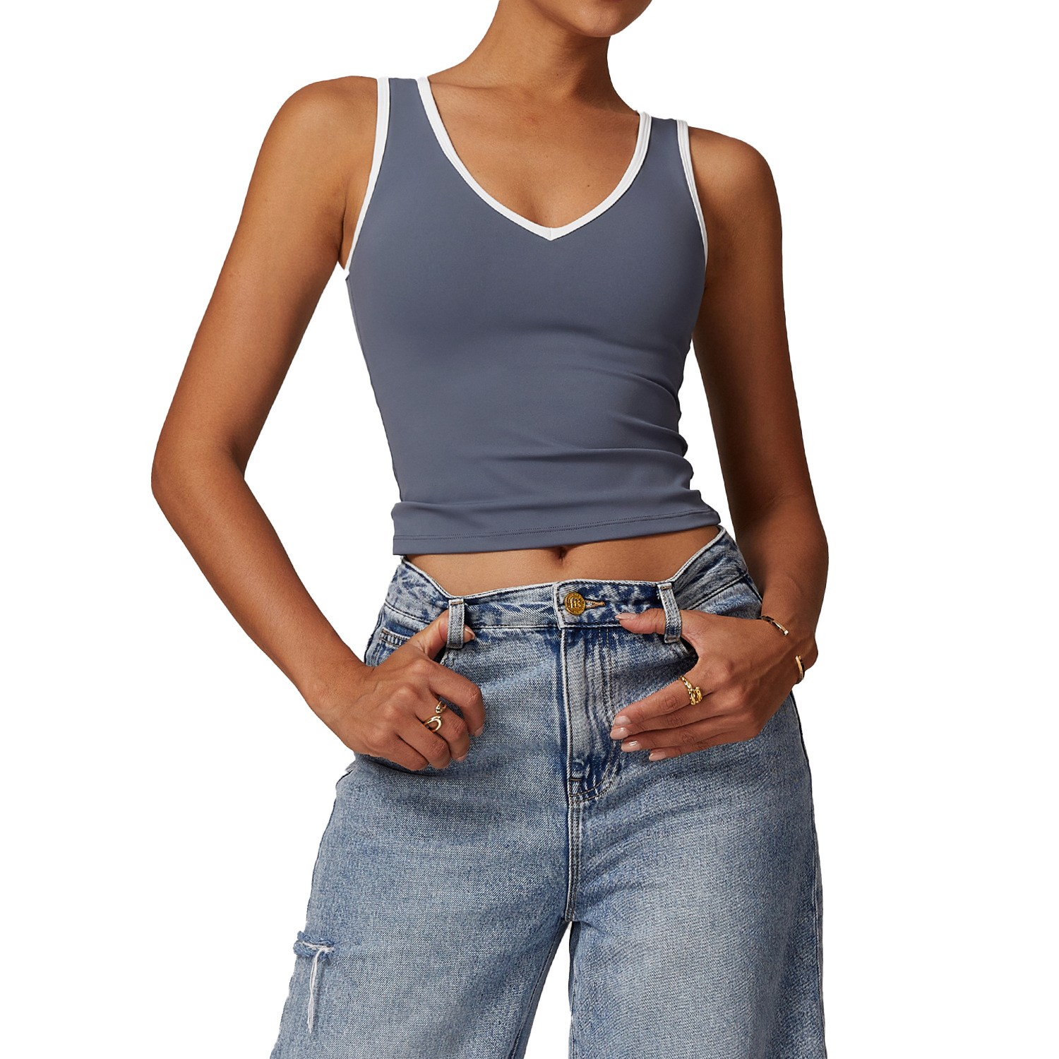 Tight Nude Feel Contrast Color Sports Vest Backless Yoga Jacket