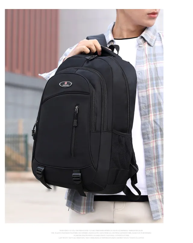 Middle School Student Schoolbag Casual Travel Business Backpack Black - Shop at LoveMi