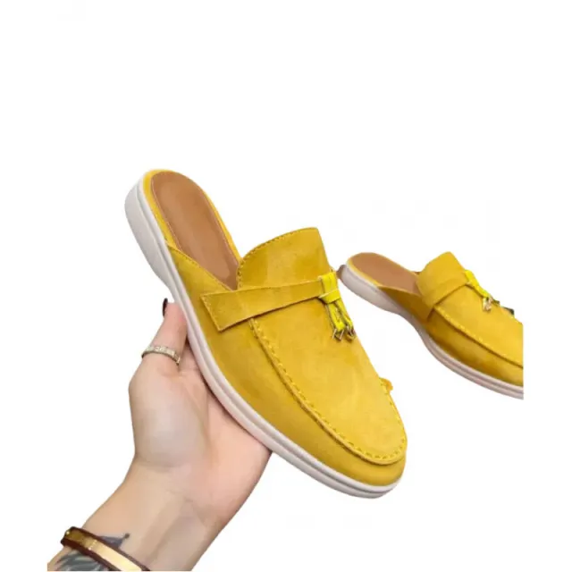 Lightweight Closed toe Slippers Casual Large Size Flats Yellow - Shop at LoveMi