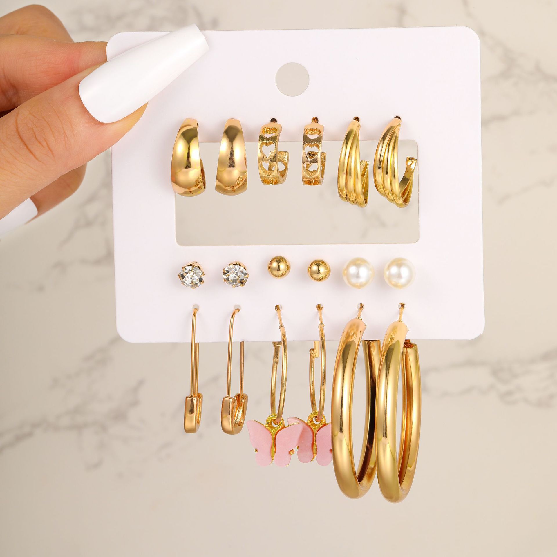 Square Geometric Hoop Earring Set