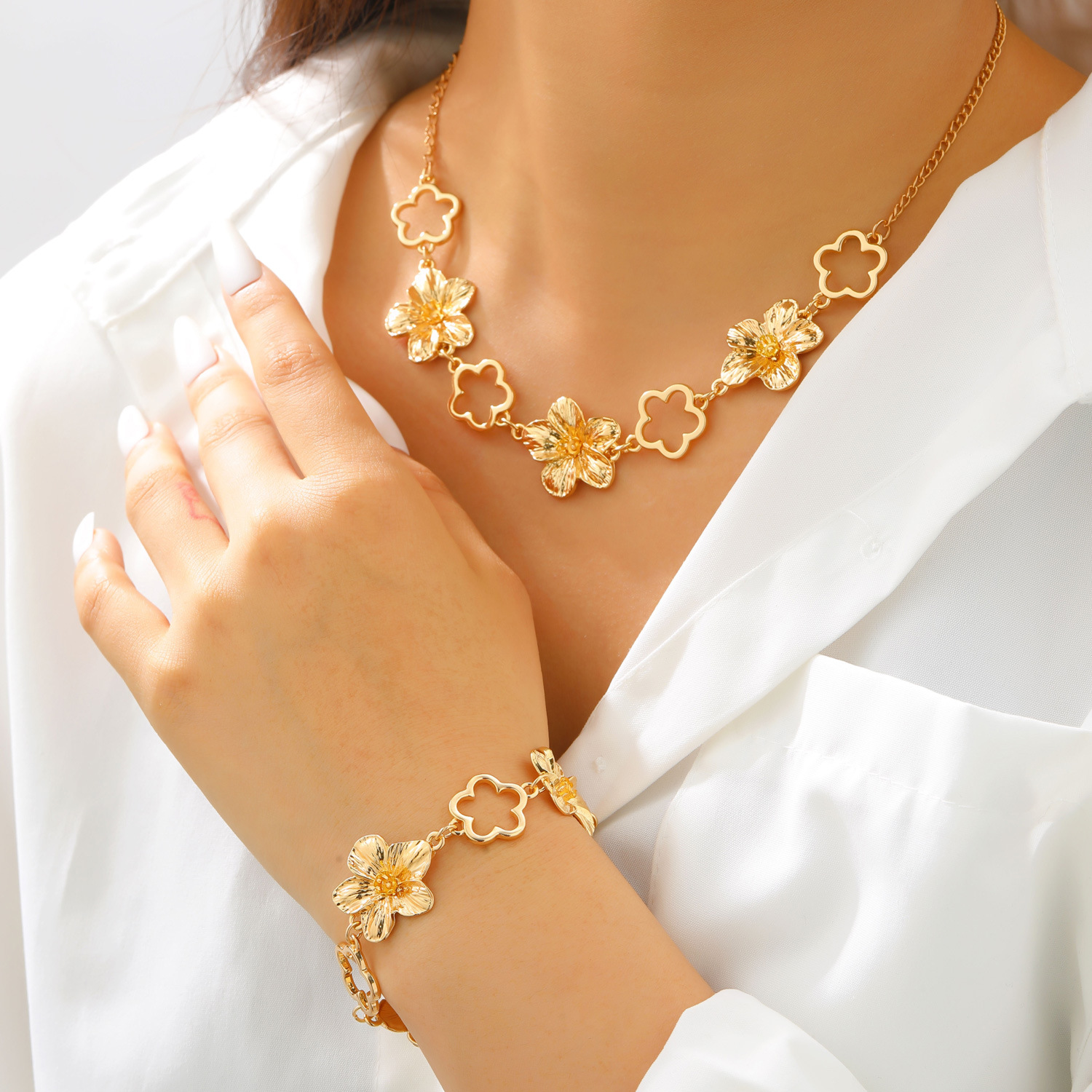Zinc Alloy Flower Jewelry Set, picture 4 of 4