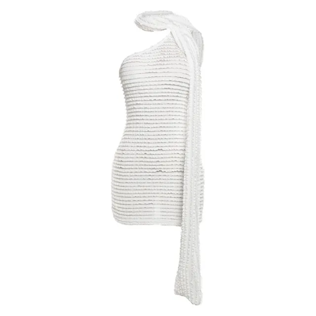 Summer Fashion Sloping Shoulder Backless Sexy Scarf Slim Sheath Dress White - Shop at LoveMi
