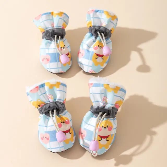 Plaid Soft Soled Velvet Warm Pet Dog Shoes Dog Plaid - Shop at LoveMi