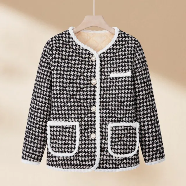 Fleece lined Classic Style Cotton Coat Autumn And Winter Black - Shop at LoveMi
