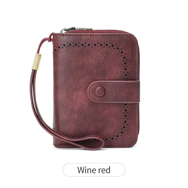 Leopard Print Multifunctional Zipper Retro Small Wallet Red - Shop at LoveMi
