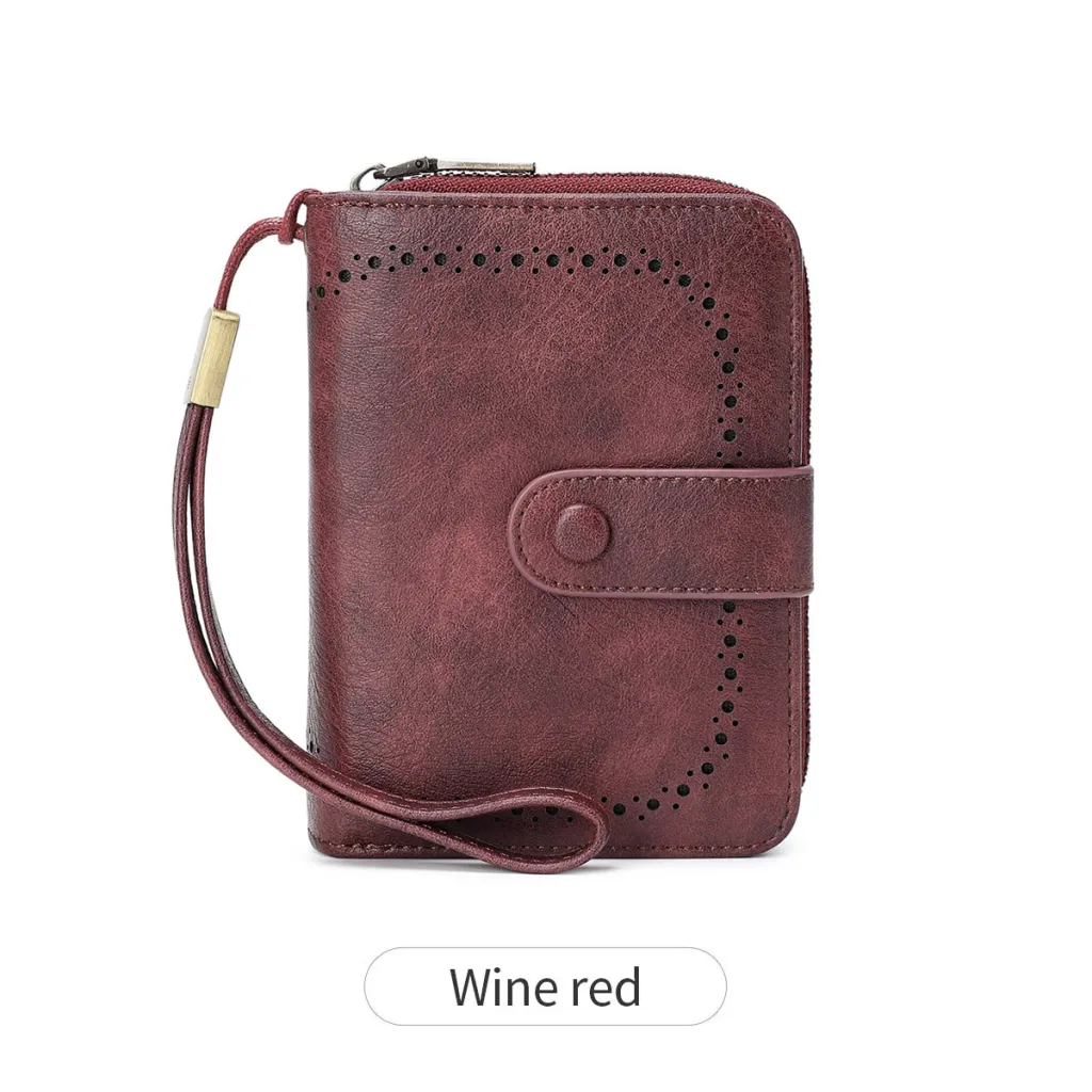 Leopard Print Multifunctional Zipper Retro Small Wallet - Red