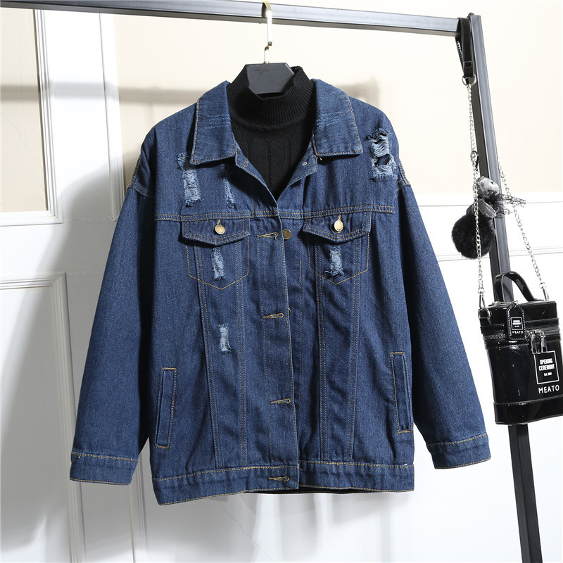Worn Loose Denim Jacket Women's Long Sleeves