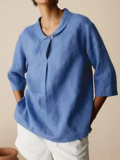 Autumn New Retro Slub Linen Shirt Casual - 21 Models-Xxxxl - View 1
