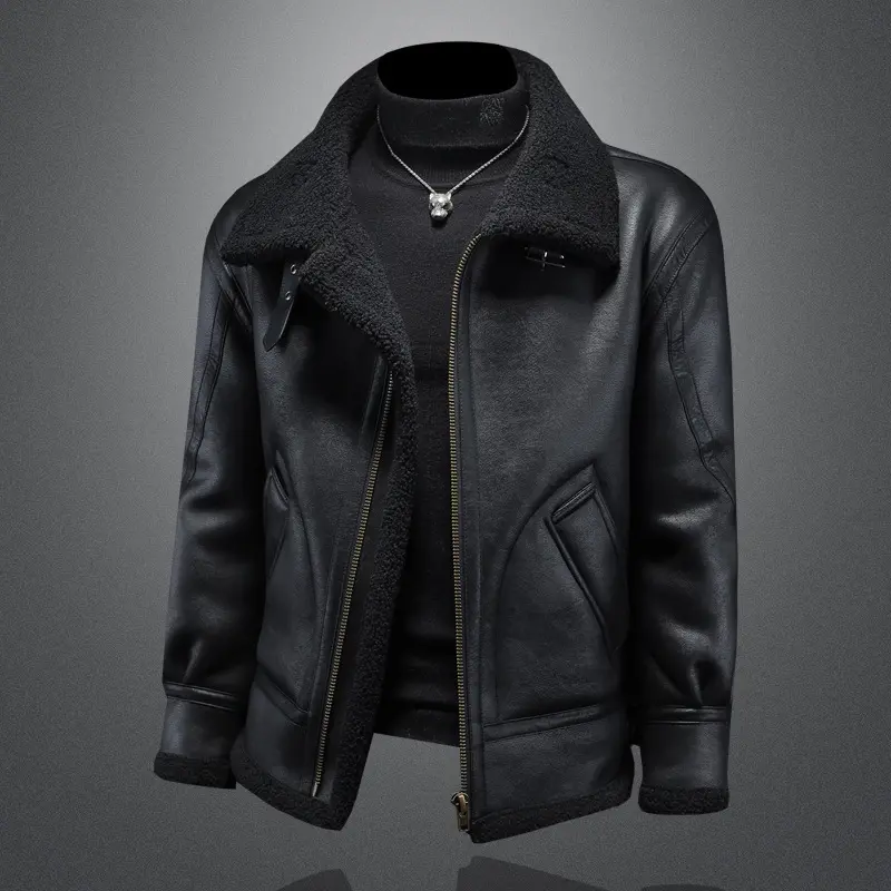 Plus-size Casual Leather-and-fur Jacket