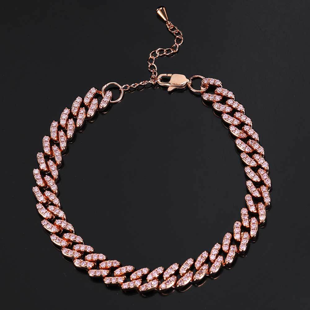 Single Row Diamond Cuban Link Chain Zircon Anklet