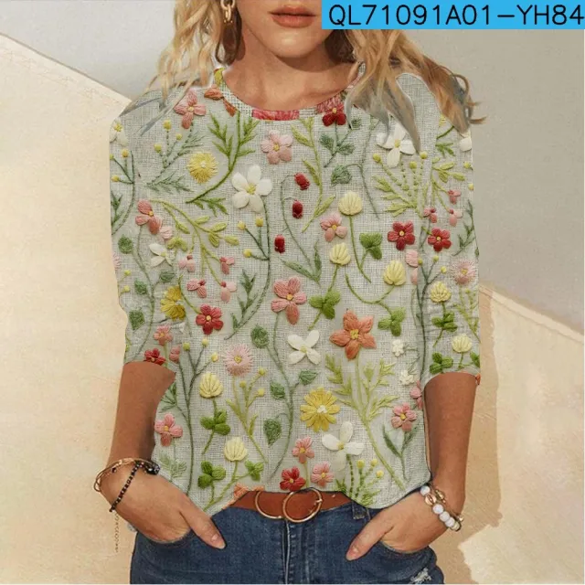 Flower Creative 3D Digital Printing Casual Women's T shirt White - Shop at LoveMi