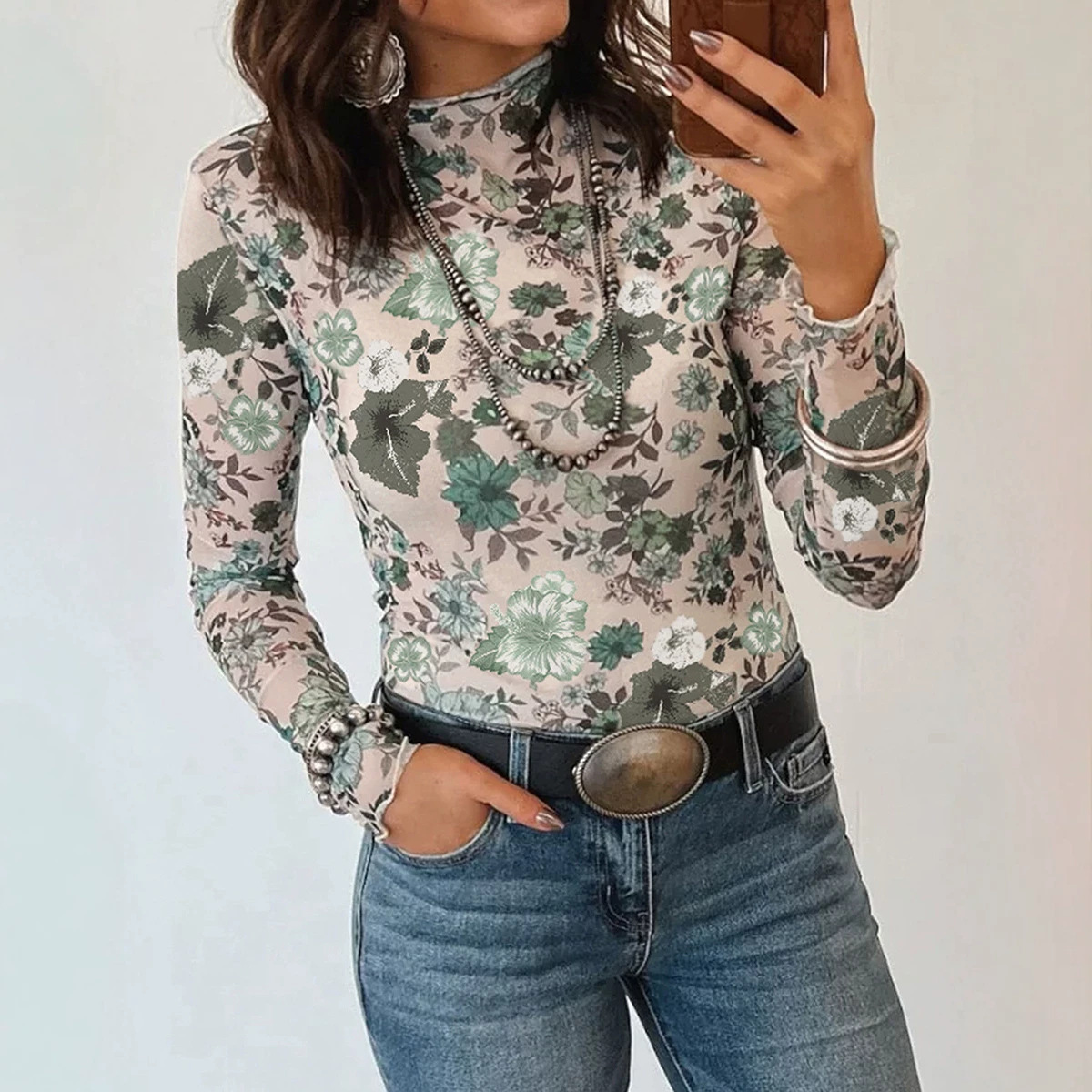 Women's Casual Pullover Round-neck Printed Top