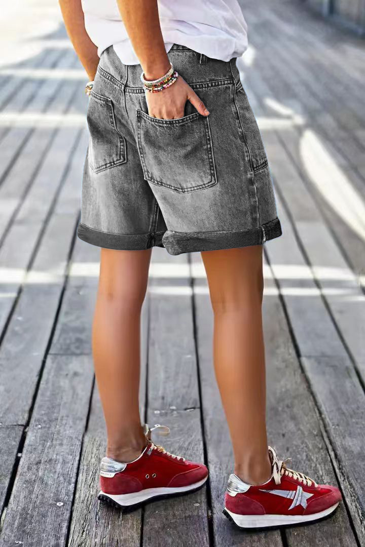 Comfort Stretch Mid-Rise Bermuda Straight-Leg Denim Shorts Comfort Stretch Mid-Rise Bermuda Straight-Leg Denim Shorts