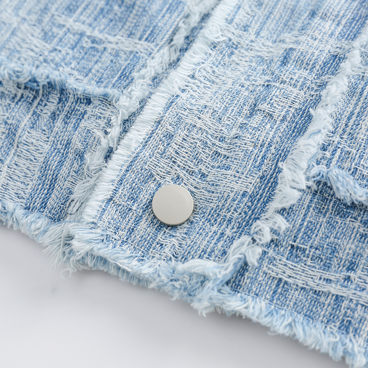 Retro Debutante Style Denim Jacket Loose Unisex Style Cardigan Coat