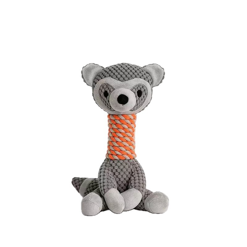 Giraffe Raccoon And Dog Cotton Rope Plush Squeaky Toy For Entertainment