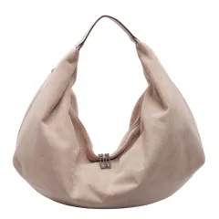 Retro Casual Large Capacity Totes Suede Fabric - Beige - View 1
