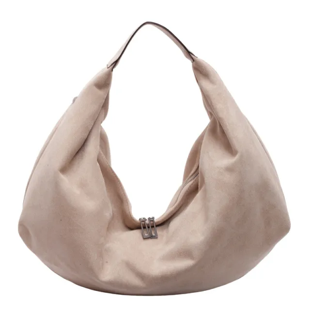 Retro Casual Large Capacity Totes Suede Fabric Beige - Shop at LoveMi