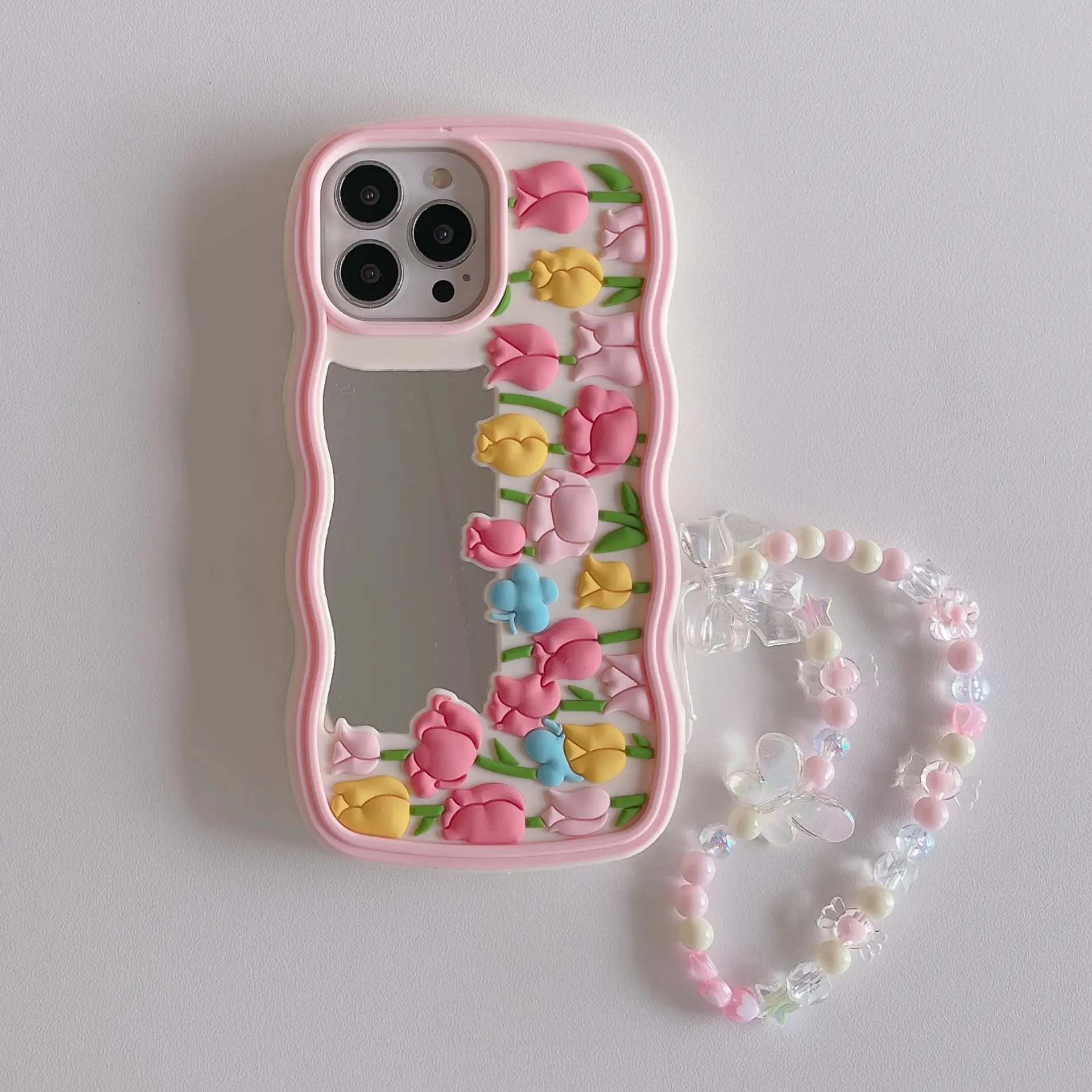 Mirror Tulip Silicone Phone Case Protective Sleeve
