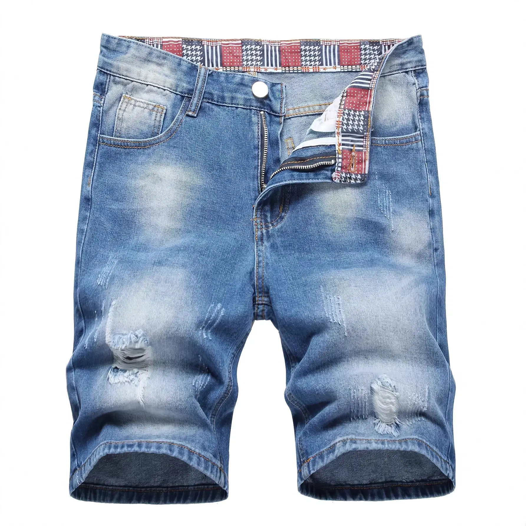 Men's Denim Shorts Summer Ripped Stretch