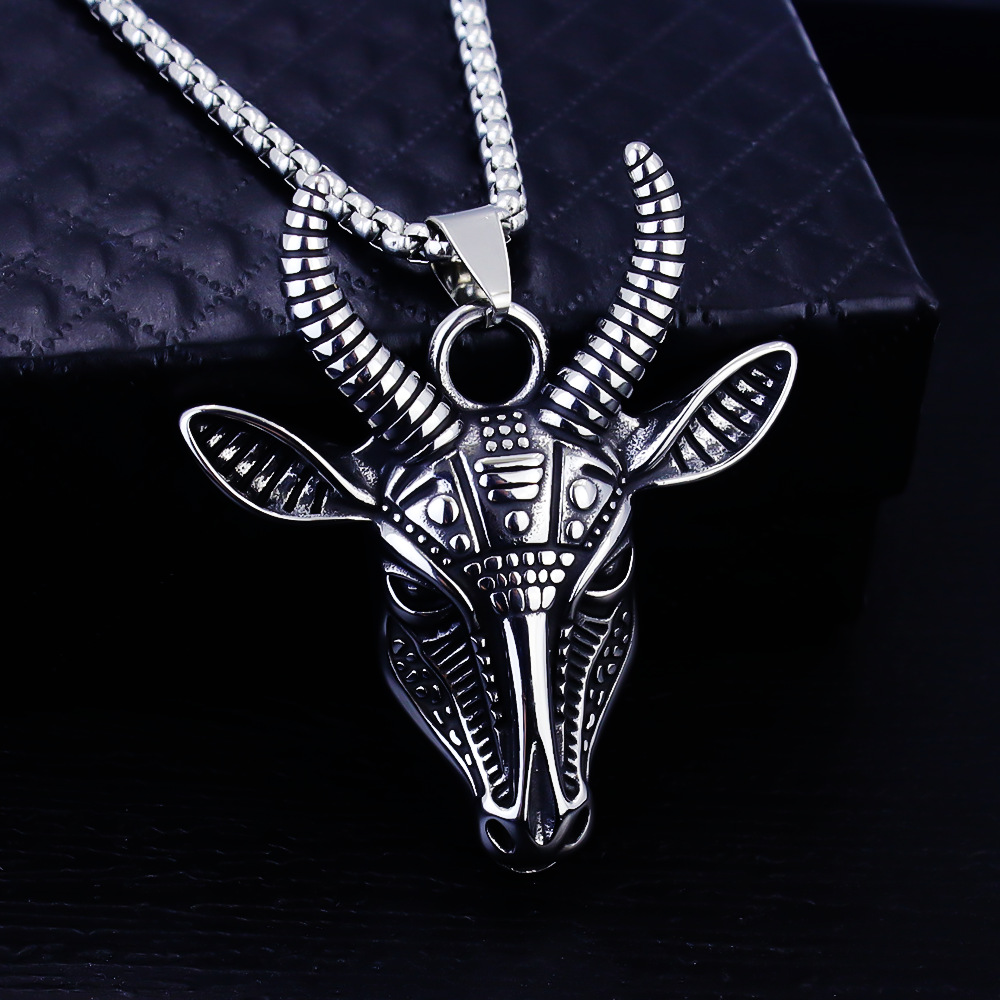 Mens Moth Skull Pendant Necklace